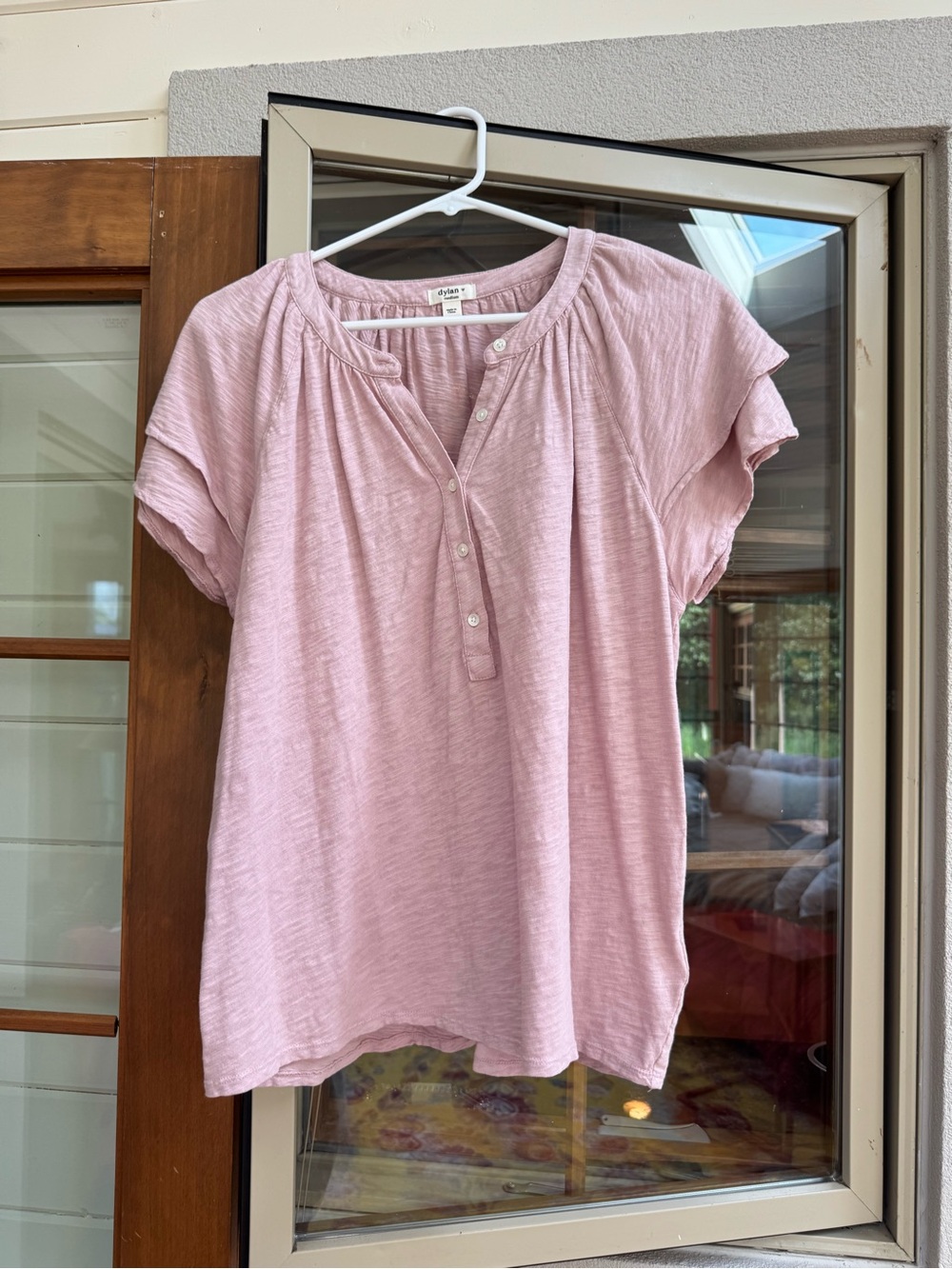 dylan Dusty Pink Short Sleeve Henley Top
